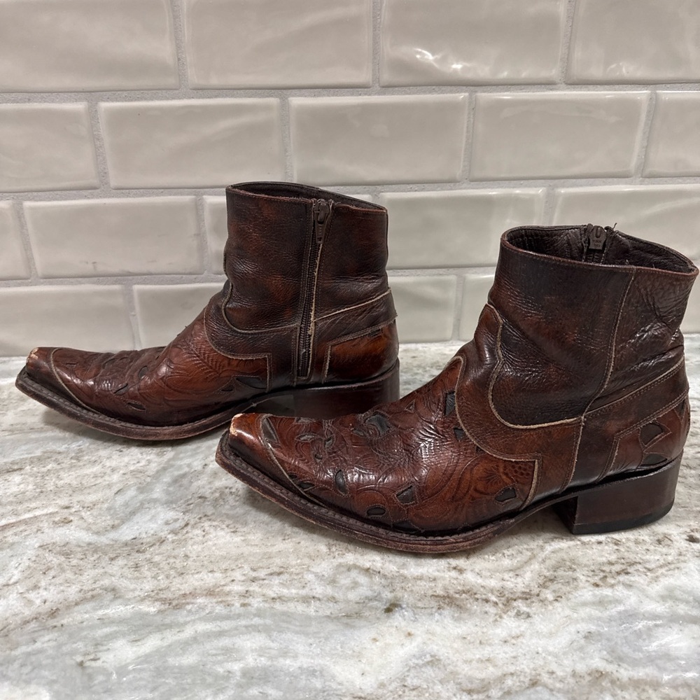 By Atan for Sendra Distressed Leather Western Ankle Boots – Women’s 7.5 - Picture 4 of 7